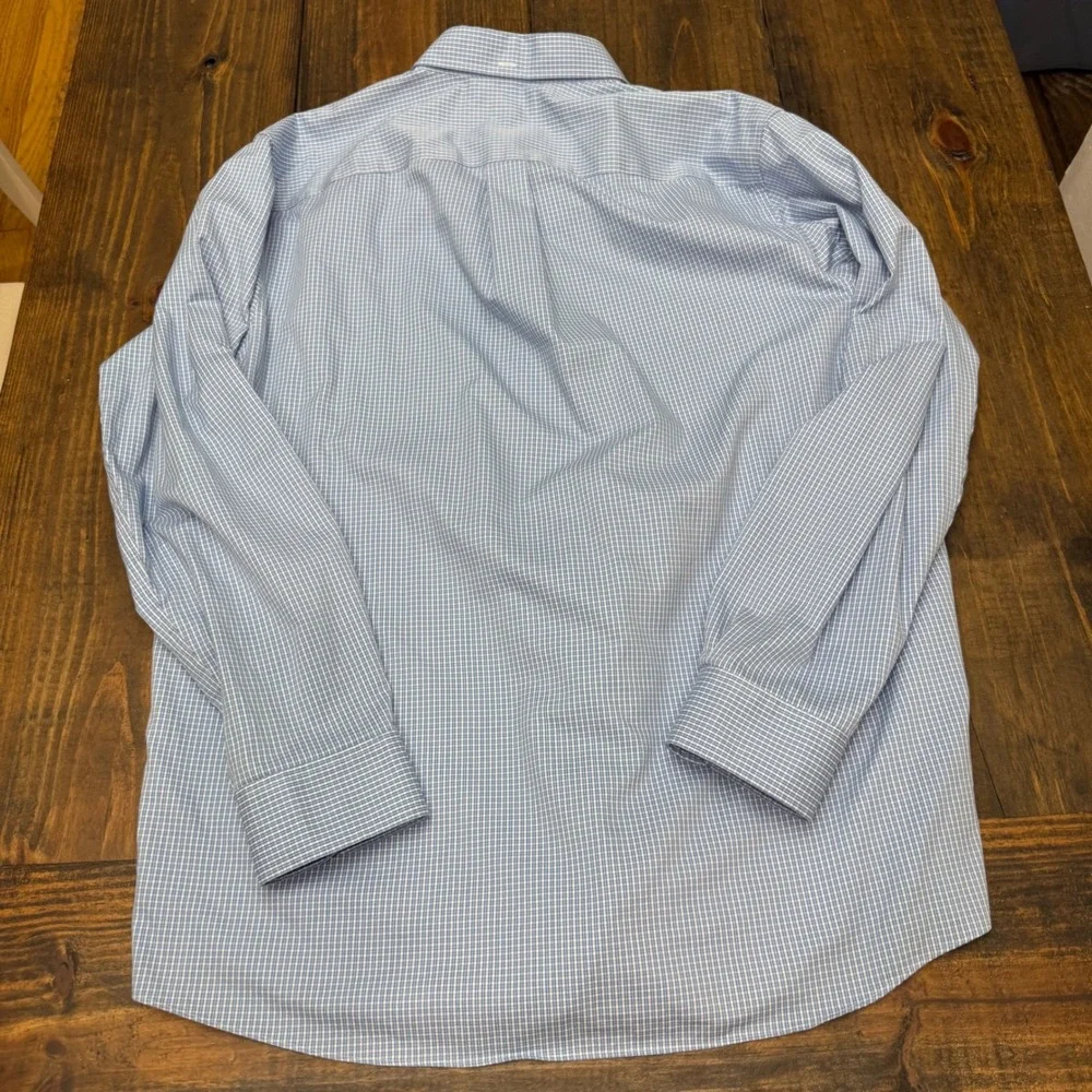 Duluth Trading Co Mens L Tall Relaxed Fit Long Sleeve Button‎ Down Blue Gingham - Picture 6 of 6